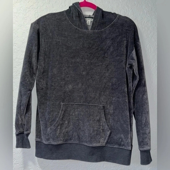 American Eagle Gray Velour Pullover Hoodie - Picture 1 of 8